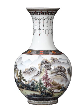 景德镇陶瓷器摆件粉彩人物花瓶家居新中式装饰品博古架玄关摆设