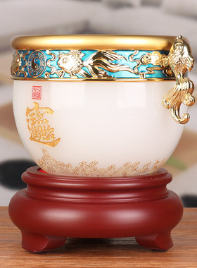 琉璃聚宝盆摆件树脂工艺品创意礼品办公室家居装饰品一件代发