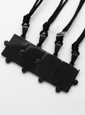 光面黑色钛钢三四兄弟姐妹吊坠