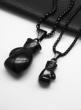 跨境情侣项链吊坠钛钢拳击手套