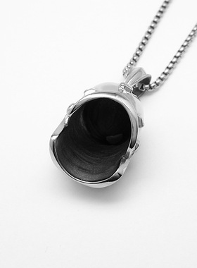 跨境项链朋克吊坠钛钢吃鸡头盔男