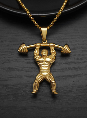 跨境朋克项链吊坠钛钢男举重健身