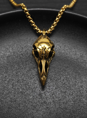 维京人战神符号乌鸦头骨鸟头吊坠