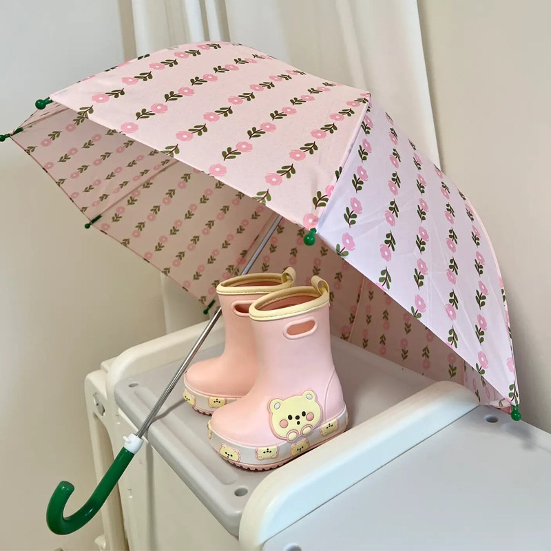 ins风韩版儿童雨伞女宝雨伞幼儿园上学手动可爱轻便式粉色小花伞,淘宝优惠券,粉丝福利购,淘宝优惠卷