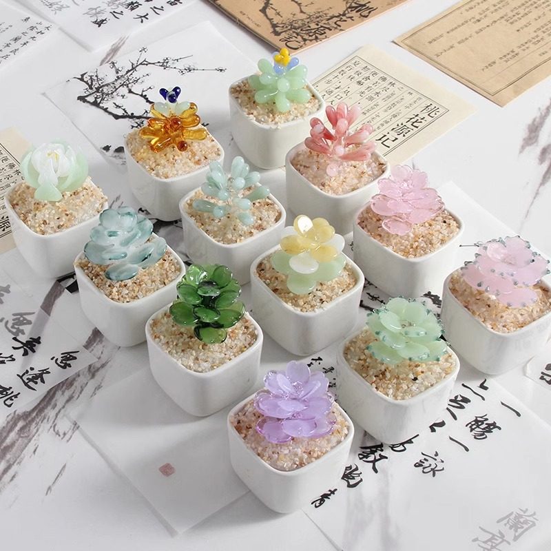 山东淄博博山琉璃摆件工艺品多肉礼品装饰桌面办公桌室客厅电视柜,淘宝优惠券,粉丝福利购,淘宝优惠卷