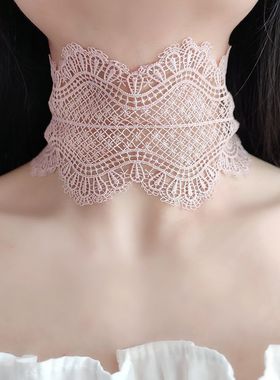 宽边颈链蕾丝脖子饰品遮脖子疤痕挡颈纹颈部装饰百搭脖圈颈圈脖套