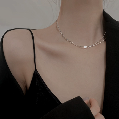 Небольшое ожерелье, дизайнерская брендовая цепочка до ключиц, аксессуар в стиле хип-хоп, легкий роскошный стиль, тренд сезона, серебро 925 пробы