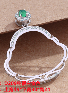 s925简约款白金镶嵌翡翠佛公吊坠