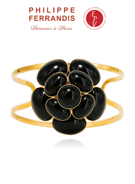 【法国进口】PF菲昂迪斯MC43/B黑瓷山茶花手镯女高级时尚感手镯