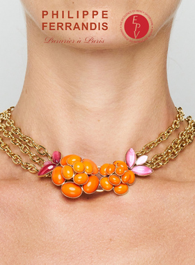 【法国进口】PF菲昂迪斯自由之爱灯塔橙山茶花项链女时尚高级感