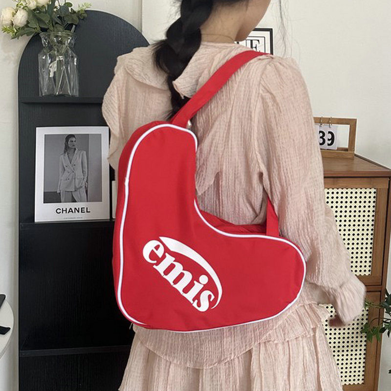 博主同款韩国新款emis包包小众设计可爱心形手提女包大容量单肩包 - 图0