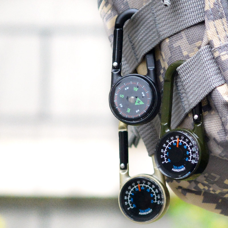 Jiage carabiner compass + thermometer metal case