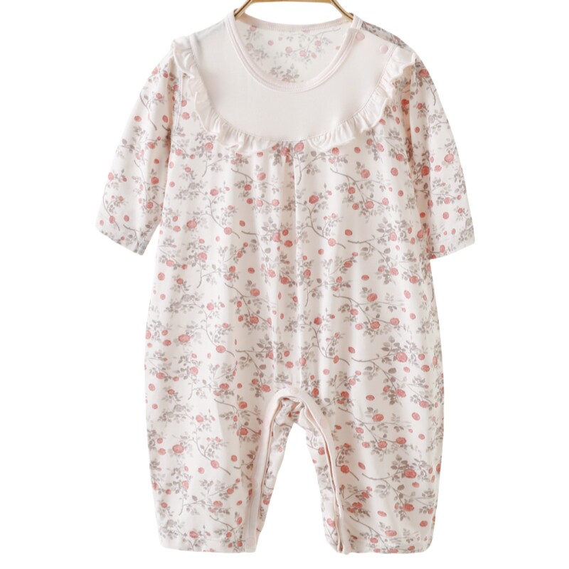 婴儿连体衣夏季薄款零碳莫代尔玫瑰花园女宝宝9分袖哈衣睡衣,淘宝优惠券,粉丝福利购,淘宝优惠卷