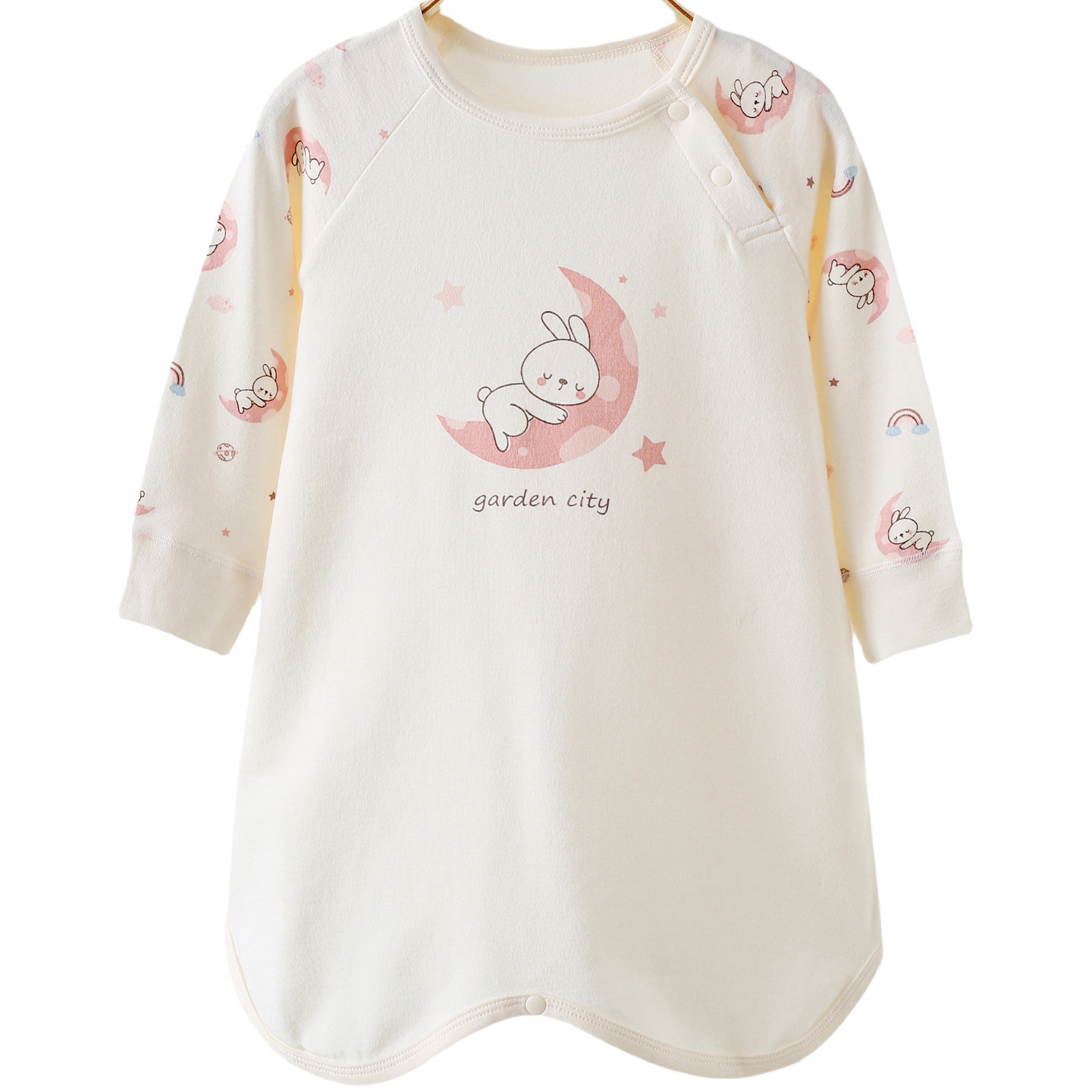 婴儿睡袍春秋四季款棉莫代尔螺纹男女宝宝插肩袖防踢睡裙儿童睡衣,淘宝优惠券,粉丝福利购,淘宝优惠卷