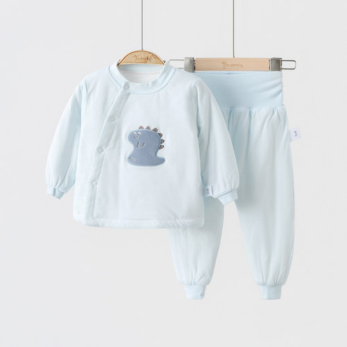 婴儿家居服套装秋冬恒温棉60g夹棉男女宝宝高腰大PP薄棉睡衣保暖 - 图0