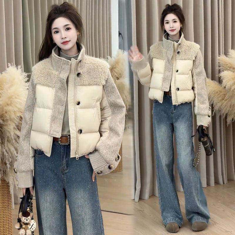 香港代购毛毛拼接棉衣外套女冬季新款时髦洋气加厚保暖短款棉袄潮,淘宝优惠券,粉丝福利购,淘宝优惠卷