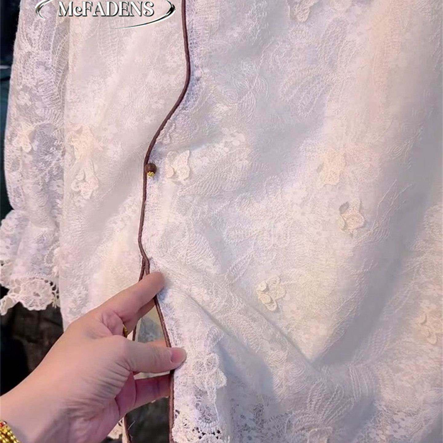 香港新中式大码女装蕾丝内搭上衣早春新款国风大衫胖MM显瘦女人衫,淘宝优惠券,粉丝福利购,淘宝优惠卷