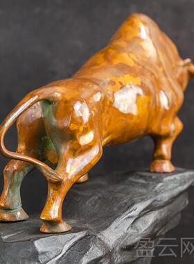 正品云南泽斑铜工艺招品奋斗件者牛摆生意兴隆风水生会肖财风水办