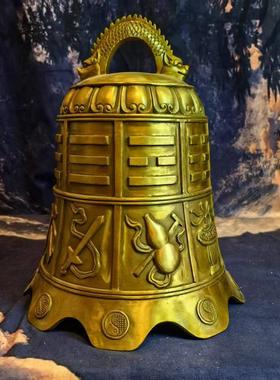 纯铜八宝钟寺院平安钟八仙法器铜钟摆件室内寺庙桌面佛具装饰用品