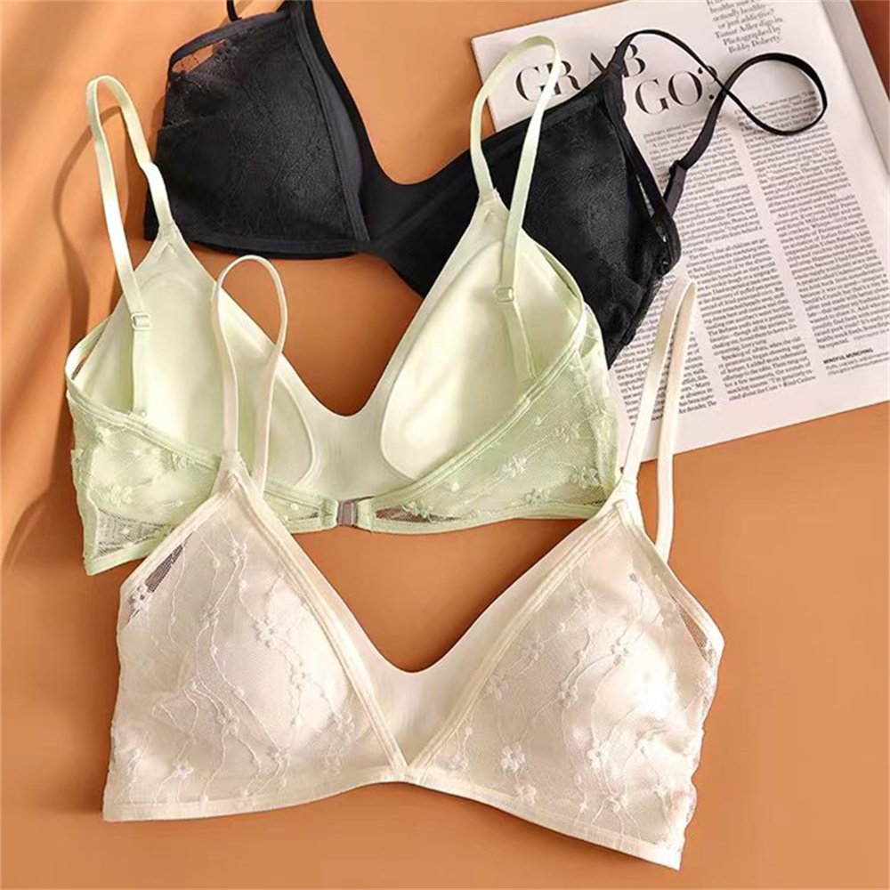 U型大露背蕾丝磁吸内衣女隐形薄款小胸聚拢三角杯无钢圈文胸 - 图3