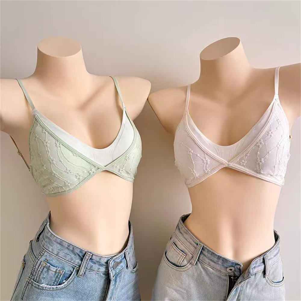U型大露背蕾丝磁吸内衣女隐形薄款小胸聚拢三角杯无钢圈文胸 - 图2