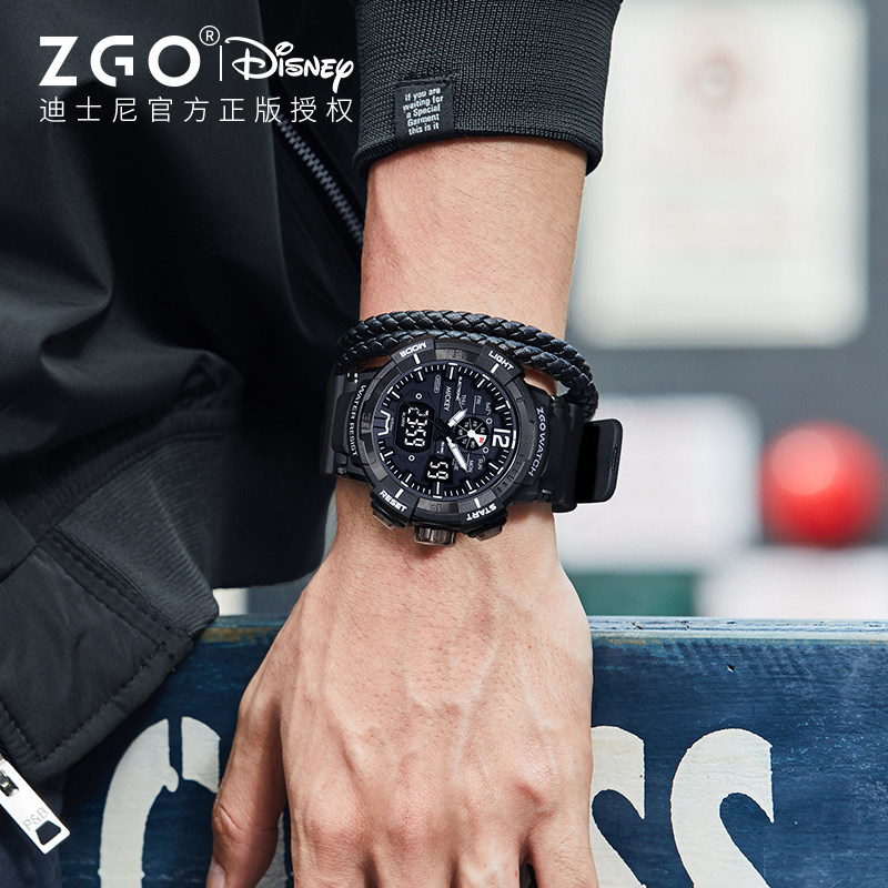 迪士尼户外男防水防摔机械电子表 刀锋手表国产腕表