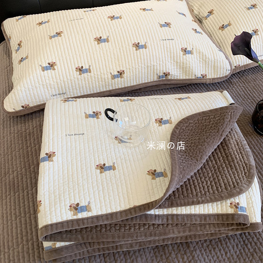 双面可用牛奶绒床盖一面绒一面纯棉全棉榻榻米加厚床单3米大床盖