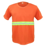 Оранжевая летняя светоотражающая футболка для работы с круглым воротником