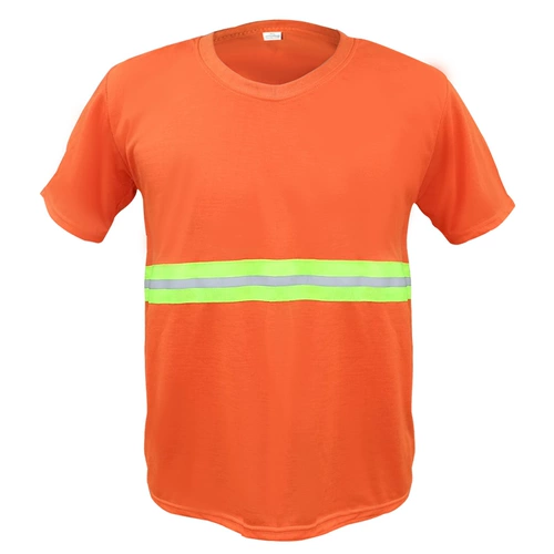 Оранжевая летняя светоотражающая футболка для работы, круглый воротник