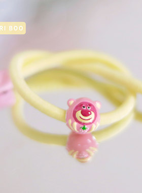 猫哩卟卡通粉色小熊beads可爱草莓925银珠子手链手镯女DIY配饰