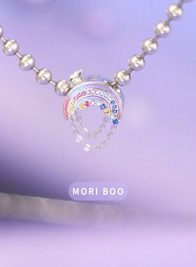 猫哩卟粉紫色蜻蜓蝴蝶彩虹925银珠子吊坠女唯美超仙手链手镯串珠