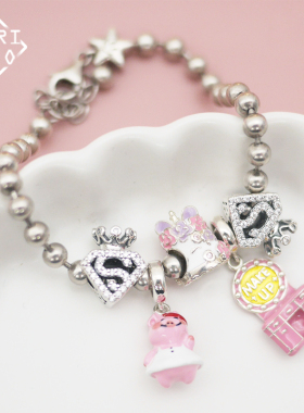 有看s925纯银臭美小猪手链串珠