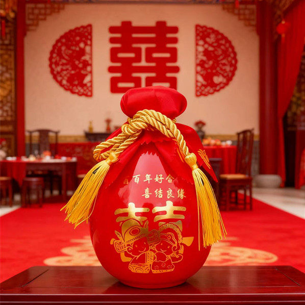 红色婚庆酒瓶玻璃空酒瓶一斤装小酒坛喜酒瓶包装全套可定制白酒瓶