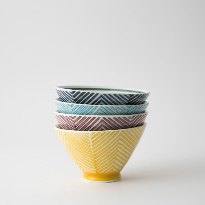 日本制AIYU日式条纹多色茶碗斗笠碗小碗饭碗