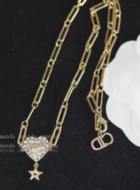 爱心镶钻字母项链锁骨链女