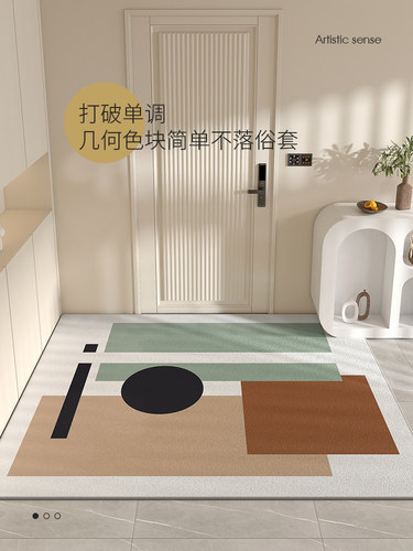 轻奢入户门进门地垫家用玄关现代高档地毯客厅门口吸水定制脚垫子 - 图2