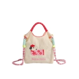 Японский шоппер, маленькая льняная сумка, сумка на одно плечо, барсетка, с вышивкой