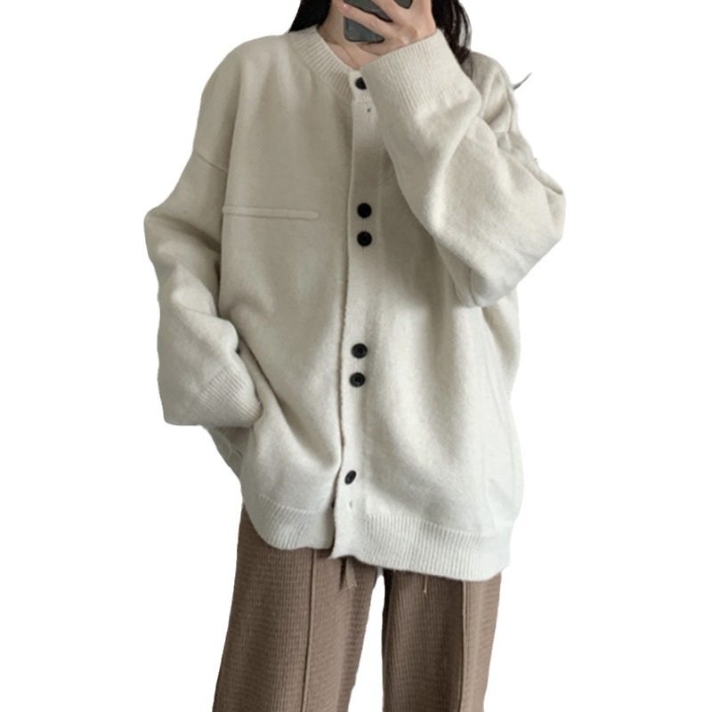 大码女装秋冬设计感圆领毛衣开衫女胖妹妹宽松慵懒风针织外套上衣,淘宝优惠券,粉丝福利购,淘宝优惠卷