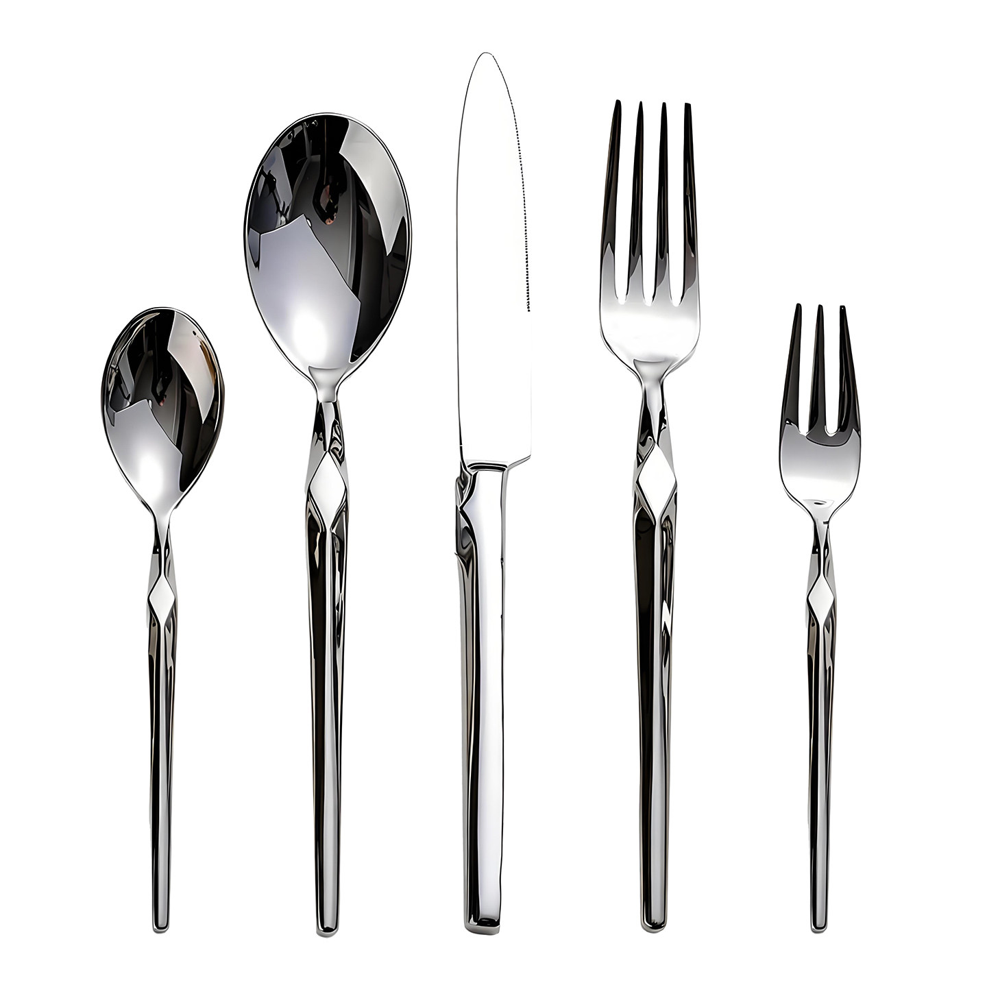 轻奢加厚锻造304不锈钢西餐具套装单边锤目纹牛排刀叉勺子五件套,淘宝优惠券,粉丝福利购,淘宝优惠卷