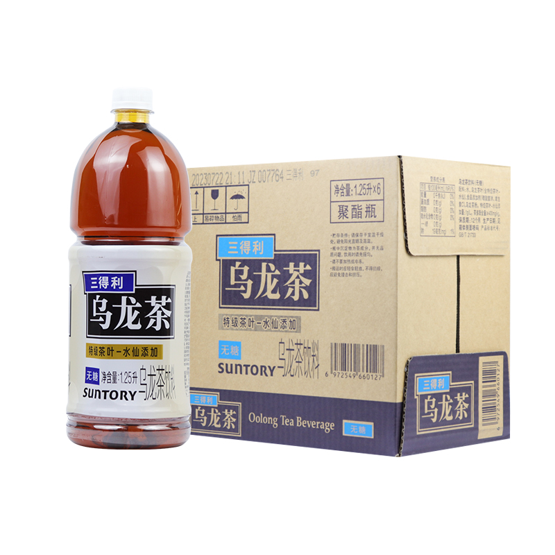 新日期SUNTORY/三得利乌龙茶无糖茶1250ml*6瓶装茶饮料1.25L
