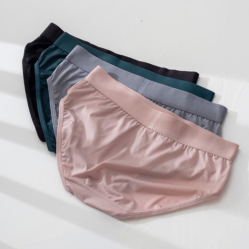 内裤女冰丝无痕宽边抗菌薄款中腰三角裤纯色字母速干运动黑色大码 - 图2