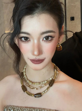 水舞D1210欧美亚克力串珠多层毛衣链波西米亚个性小众高级感项链