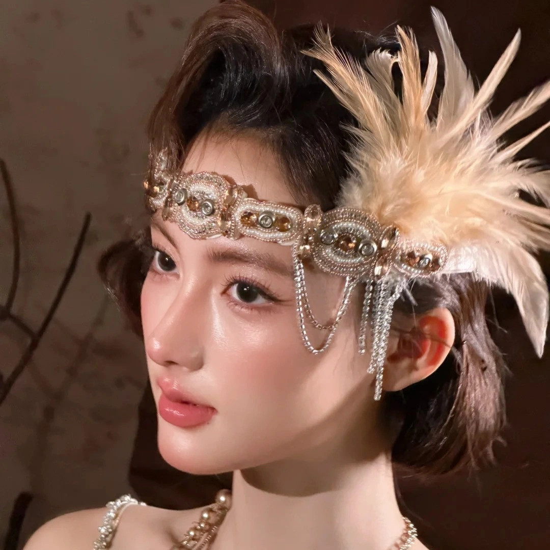 水舞B3118新娘复古羽毛发带盖茨比头饰品生日舞会礼服民族风发饰,淘宝优惠券,粉丝福利购,淘宝优惠卷