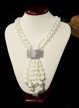 水舞D1213 轻奢多层人造珍珠水钻新娘项链优雅锁骨链晚宴礼服项链