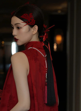 水舞D1102新娘古风项链金色新中式璎珞流苏旗袍结婚秀禾颈链发饰