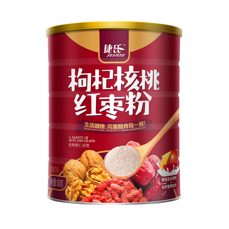 捷氏枸杞核桃红枣粉五谷杂粮即食熟营养早餐代餐粉冲饮食品600g