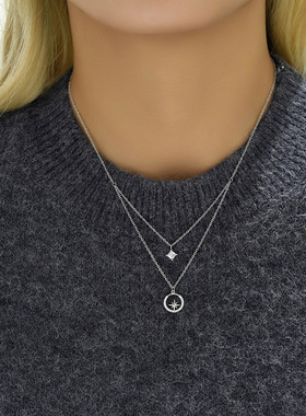 小众设计八芒星双层锁骨链项链女ins风个性气质颈链项饰源头工厂