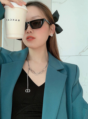 ins欧美设计感钛钢项链个性猪鼻子流苏锁骨链气质百搭长款毛衣链