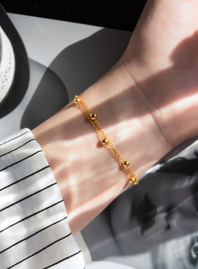 转运珠双层手链女轻奢小众精致钛钢不掉色2024年新款潮简约配饰