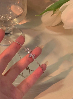 甜美蓝月星星抽拉可调节气质手链小众设计百搭轻奢高级感精致手饰